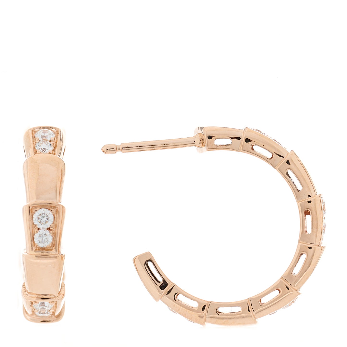 18K Rose Gold Diamond Serpenti Viper Hoop Earrings