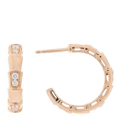 Bulgari 18K Rose Gold Diamond Serpenti Viper Hoop Earrings 1 of 7