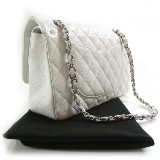 Chanel Caviar Quilted Medium Double Flap White 3 of 12