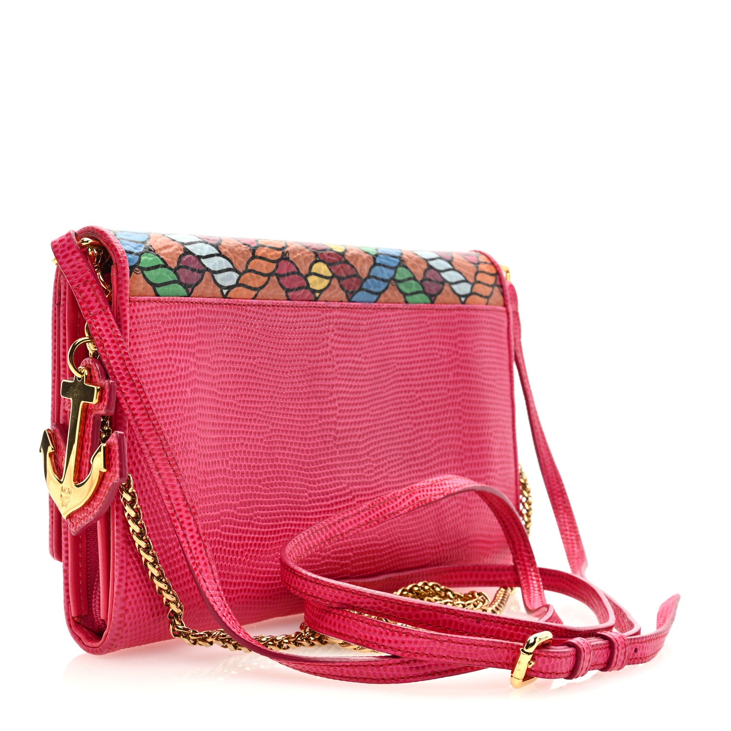 MCM X CRAIG REDMAN Calfskin Lizard Embossed Visetos Wallet On Chain Multicolor 2 of 8