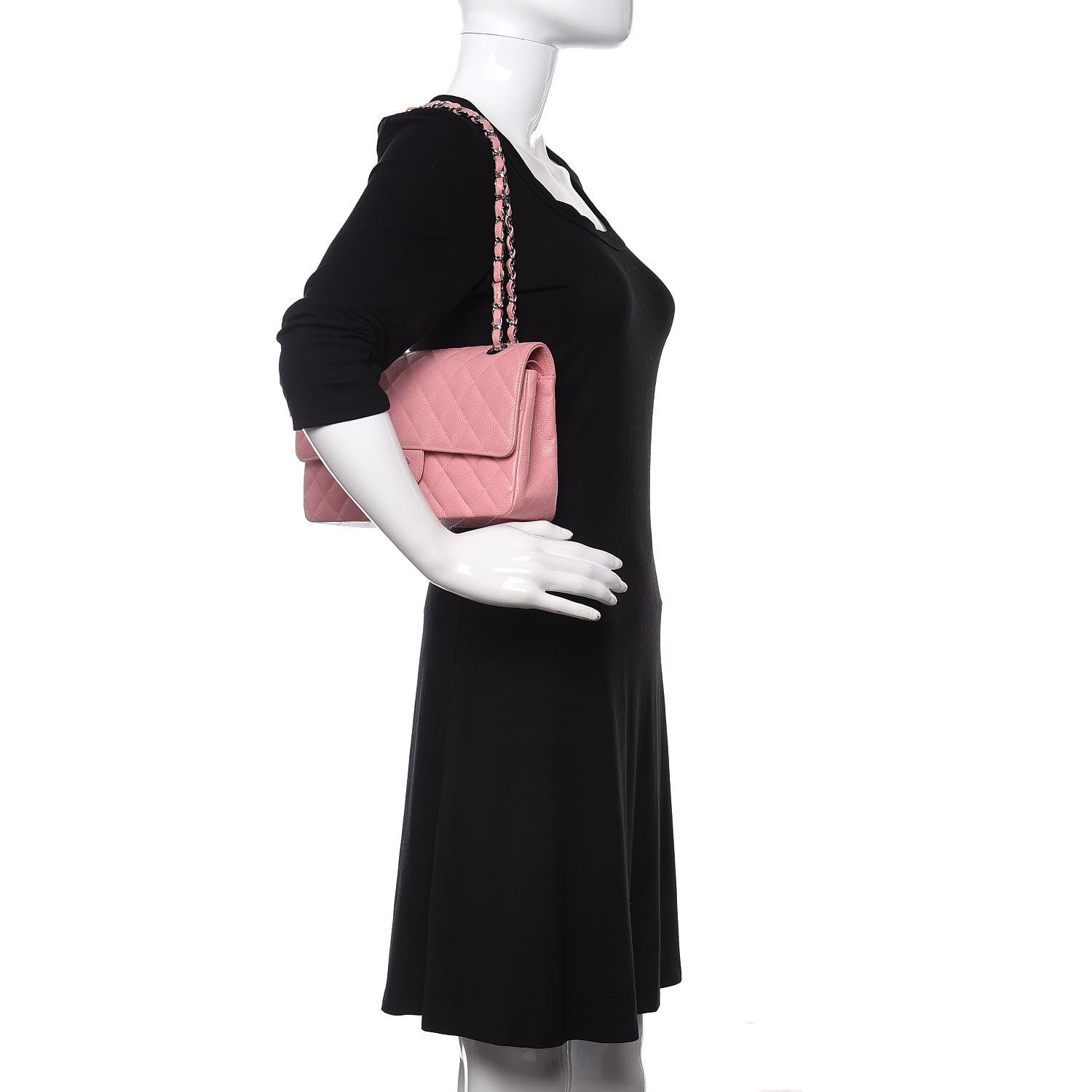 Chanel Caviar Quilted Medium Double Flap Pink 2 of 11