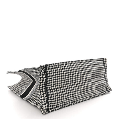 Christian Dior Canvas Houndstooth Embroidered Large Book Tote Black White 4 of 12