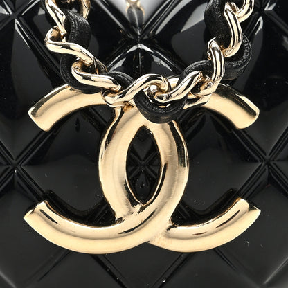 Chanel Resin CC Heart Crossbody Locket Necklace Gold Black 7 of 8