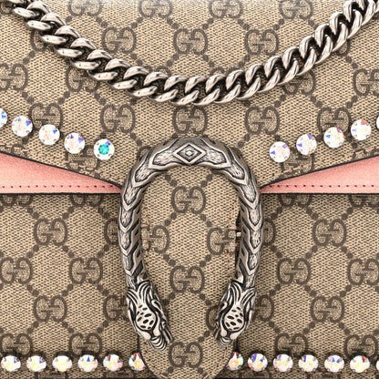 Gucci GG Supreme Monogram Suede Crystal Small Dionysus Shoulder Bag Beige Ebony Light Peonia 10 of 12