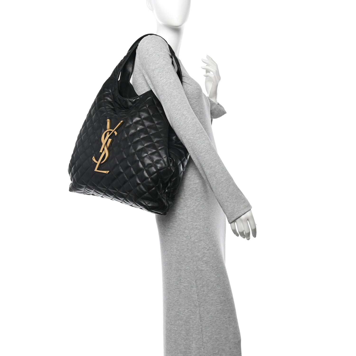 Saint Laurent Lambskin Quilted Maxi Icare Shopping Tote Black 2 of 10