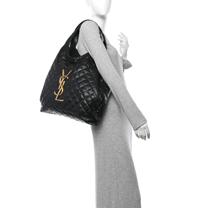 Saint Laurent Lambskin Quilted Maxi Icare Shopping Tote Black 2 of 10