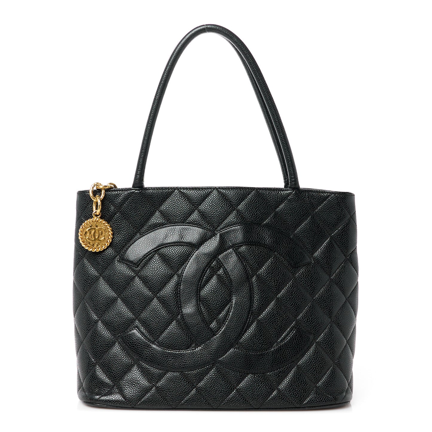 Caviar Quilted Medallion Tote Black