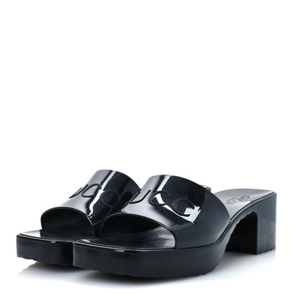 Gucci Rubber Gucci Logo Womens Platform 20/60mm Slide Sandals 40 Black 4 of 11