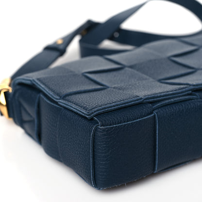Bottega Veneta Grained Calfskin Maxi Intrecciato Cassette Crossbody Bag Deep Blue 9 of 11