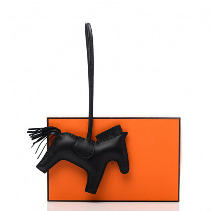 Hermes Milo Lambskin Grigri Rodeo Horse Bag Charm GM So Black 5 of 5