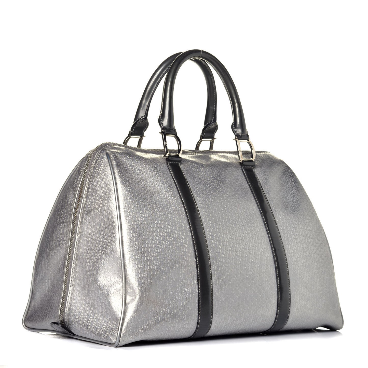 Metallic Patent Calfskin Embossed Bowler Silver