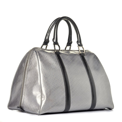 Christian Dior Metallic Patent Calfskin Embossed Bowler Silver 3 of 9