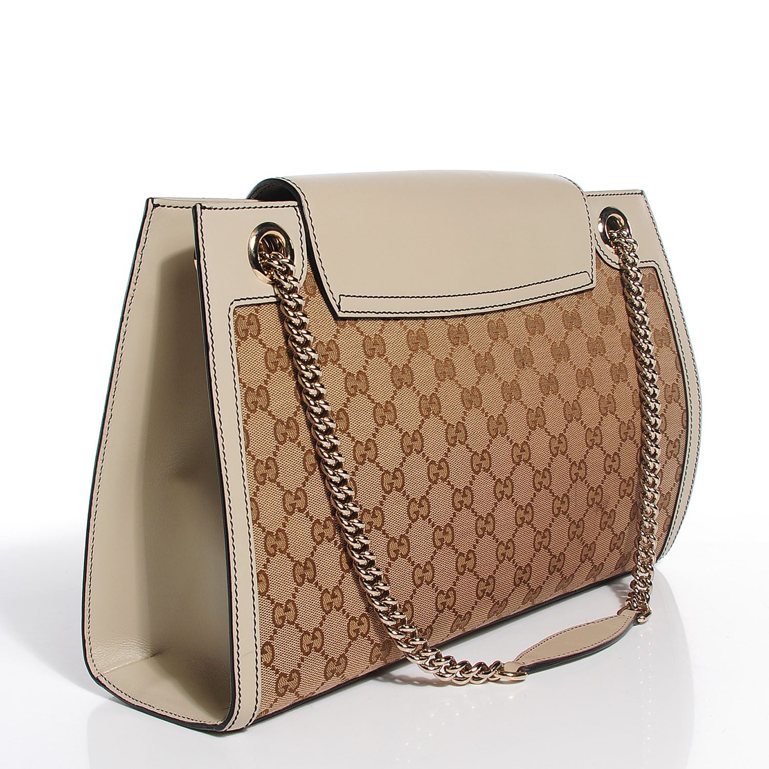 Gucci Monogram Margaux Calfskin Large Emily Chain Shoulder Bag Beige Ebony Mystic White 5 of 18