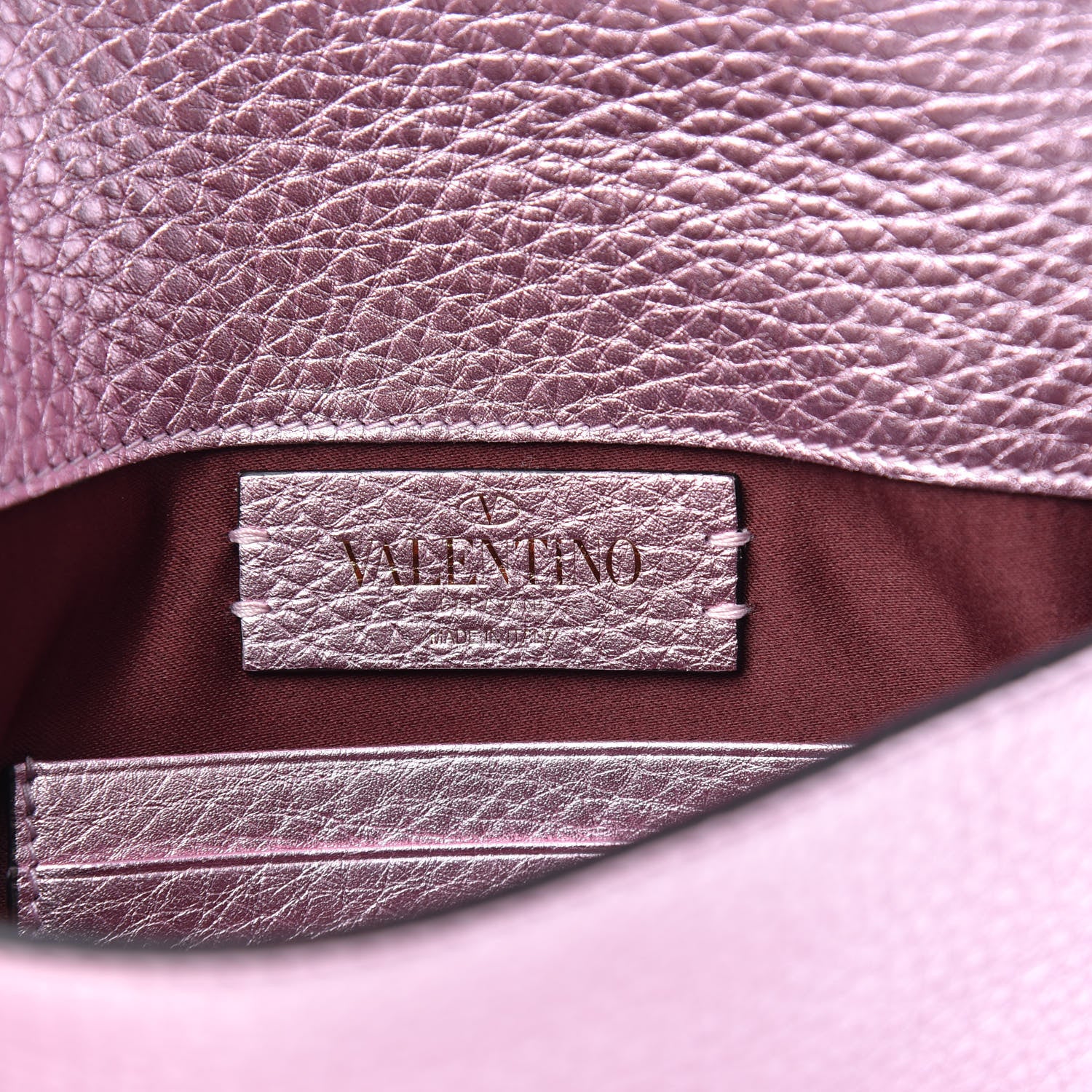 Valentino Garavani Metallic Pebbled Calfskin Medium Rockstud Envelope Flat Wristlet Pouch Giacinto 6 of 9