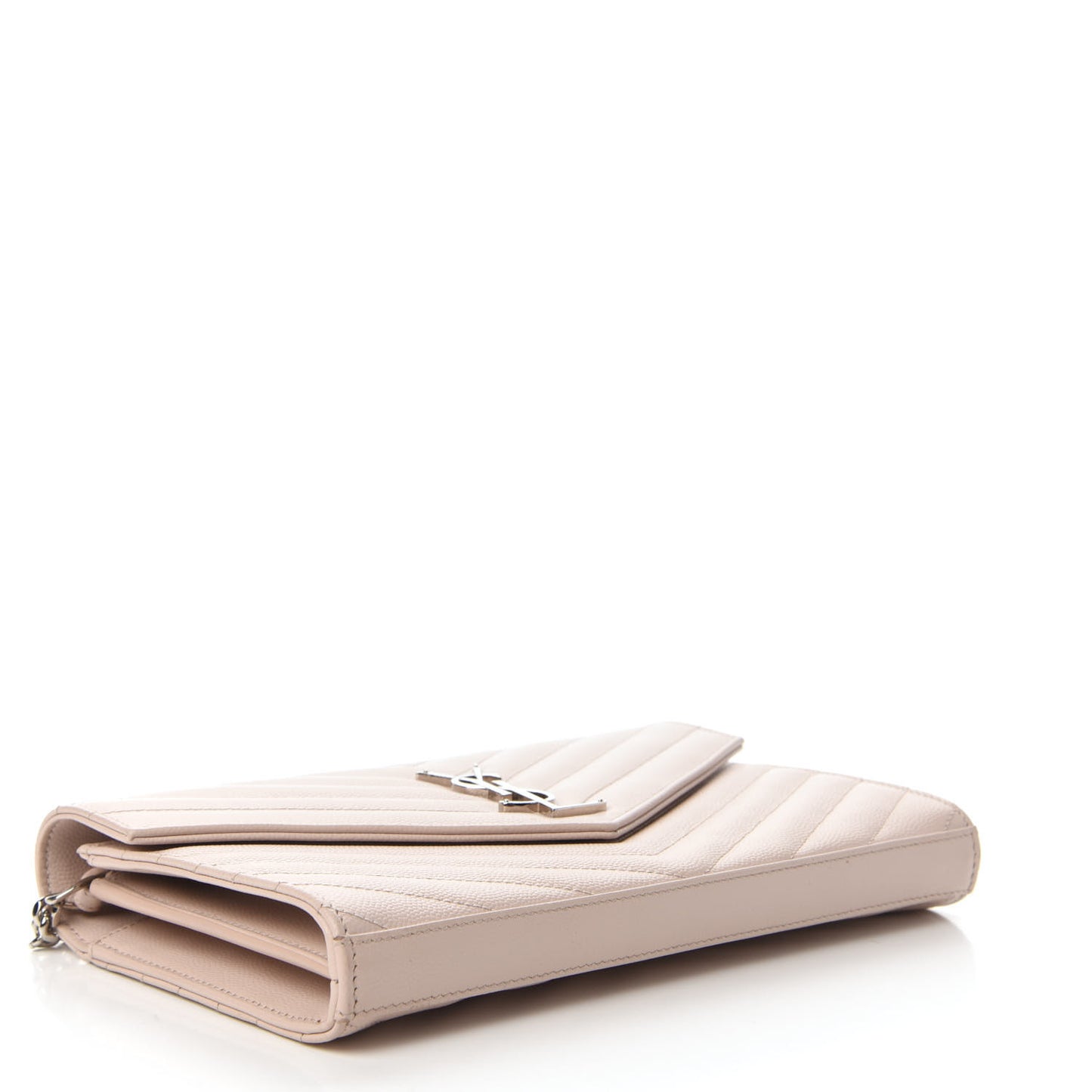Grain De Poudre Matelasse Chevron Monogram Chain Wallet Washed Light Pink