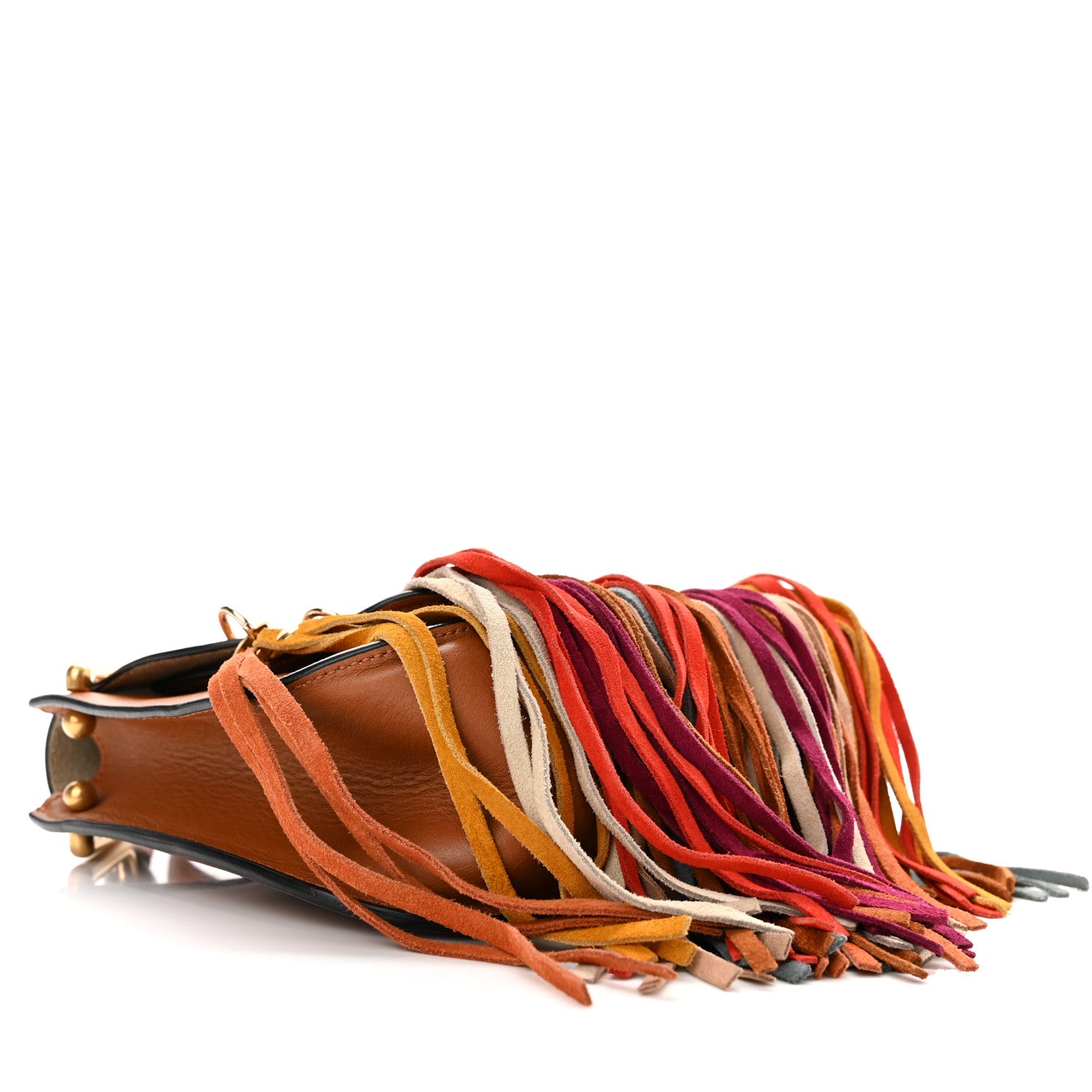 Chloe Calfskin Small Hudson Fringe Shoulder Bag Caramel 4 of 10