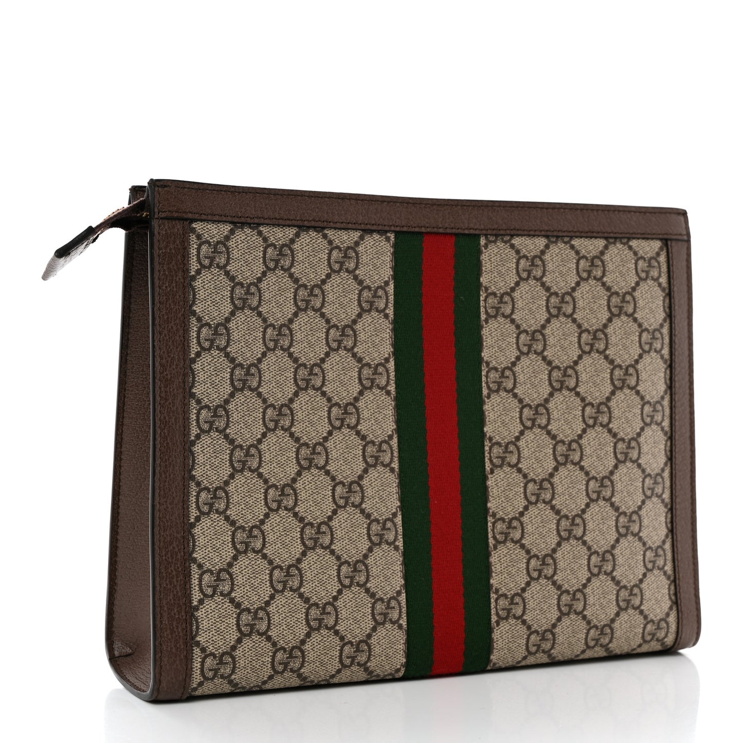 GG Supreme Monogram Web Ophidia Pouch Brown