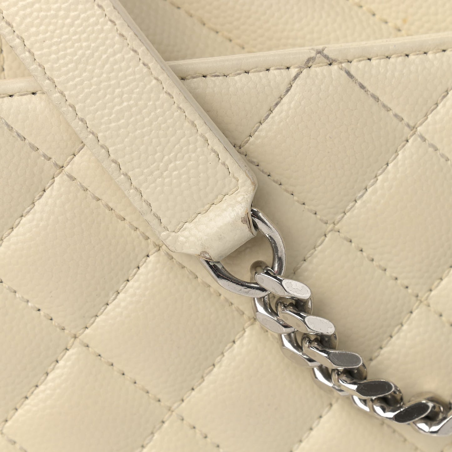 Grain De Poudre Textured Mixed Matelasse Large Triquilt Monogram Satchel Porcellana