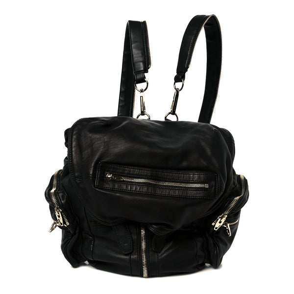 Alexander Wang Lambskin Marti Backpack Bag Washed Black Rhodium