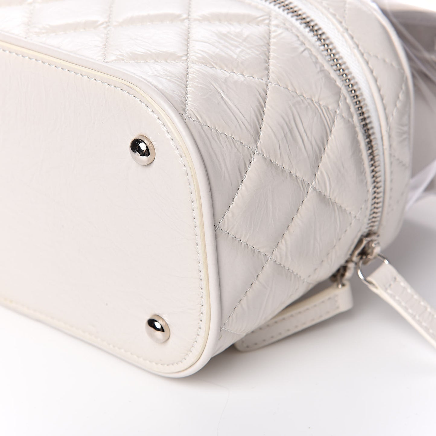 Crumpled Calfskin PVC Quilted Backpack White