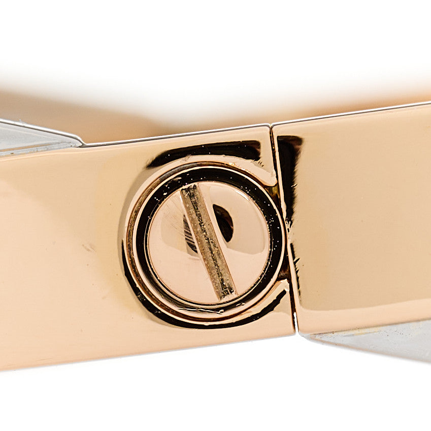 Cartier 18K Pink White Gold 12 Diamond Double LOVE Bracelet 16 5 of 8