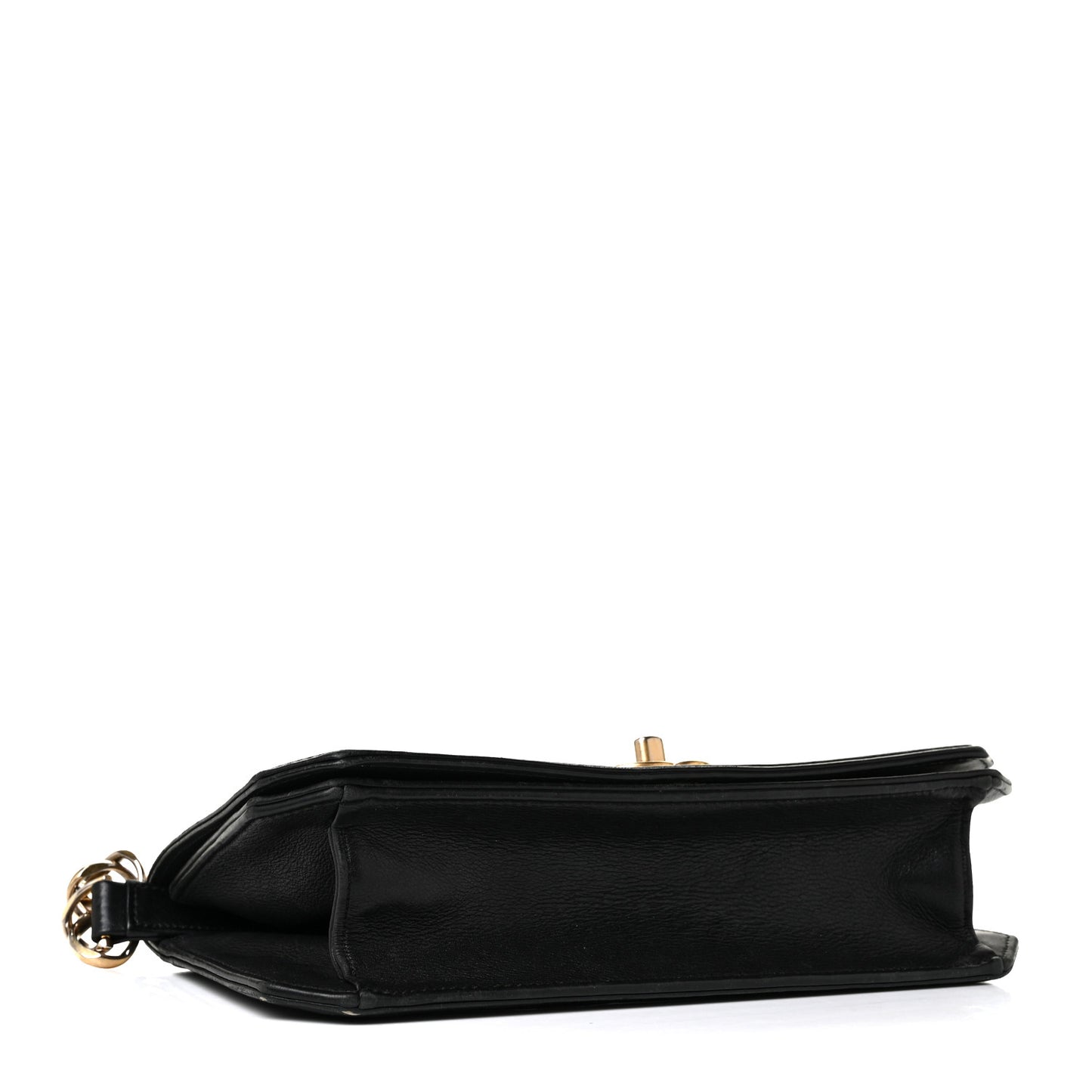 Grained Calfskin Quilted Medium Flap Black