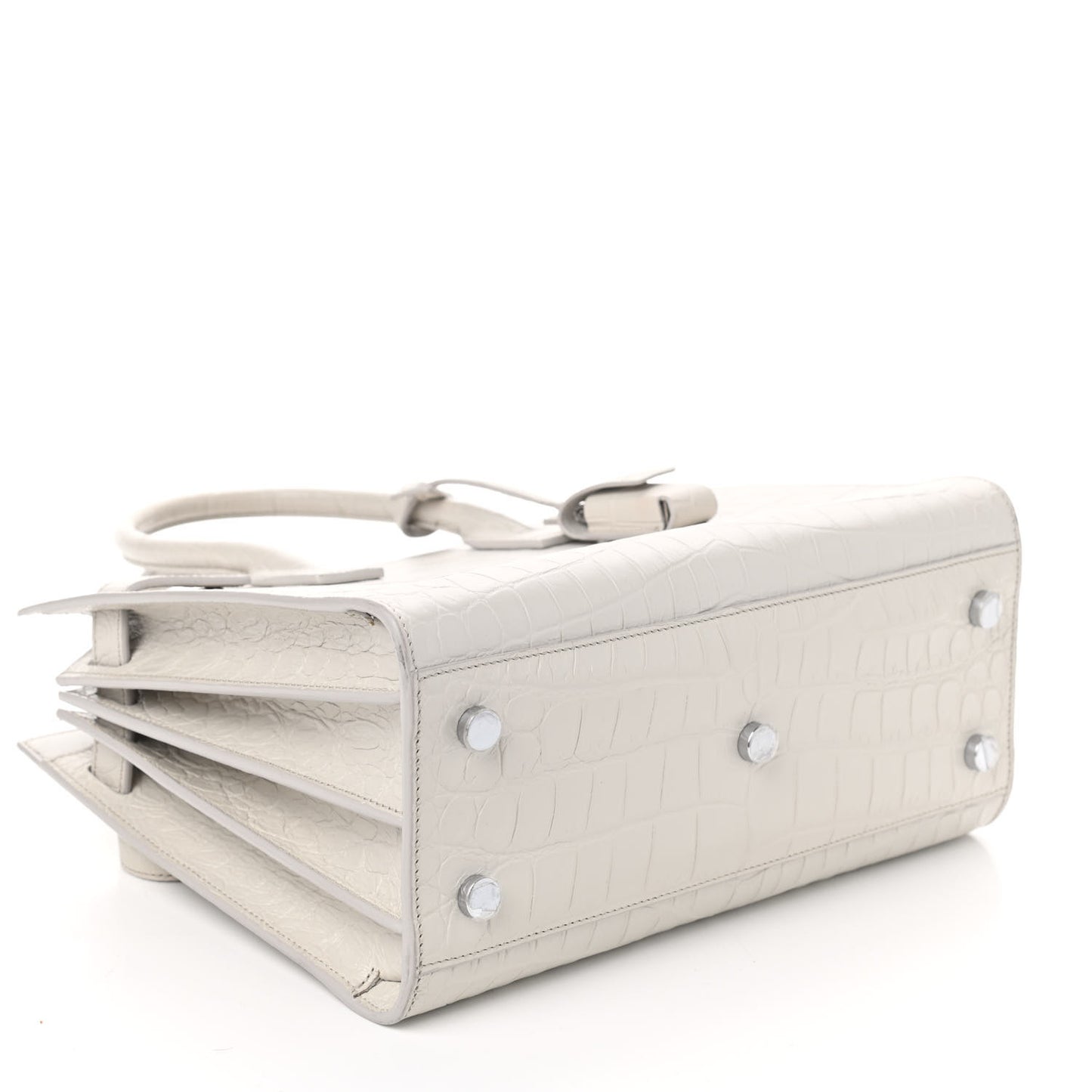 Calfskin Crocodile Embossed Baby Sac De Jour Gris Perle
