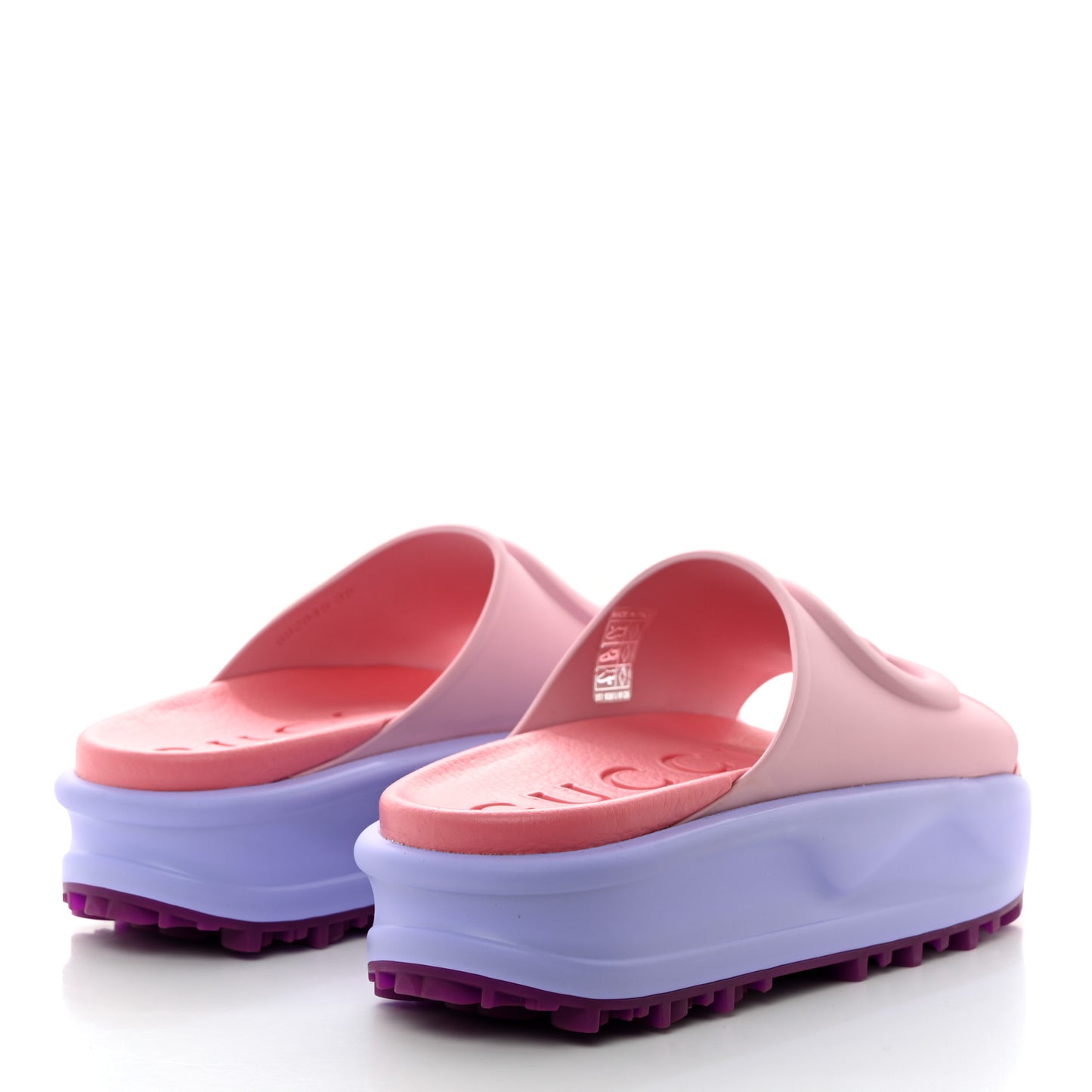 Soft Rubber Womens Interlocking G Platform 42mm Slide Sandals 35 Sugar Pink