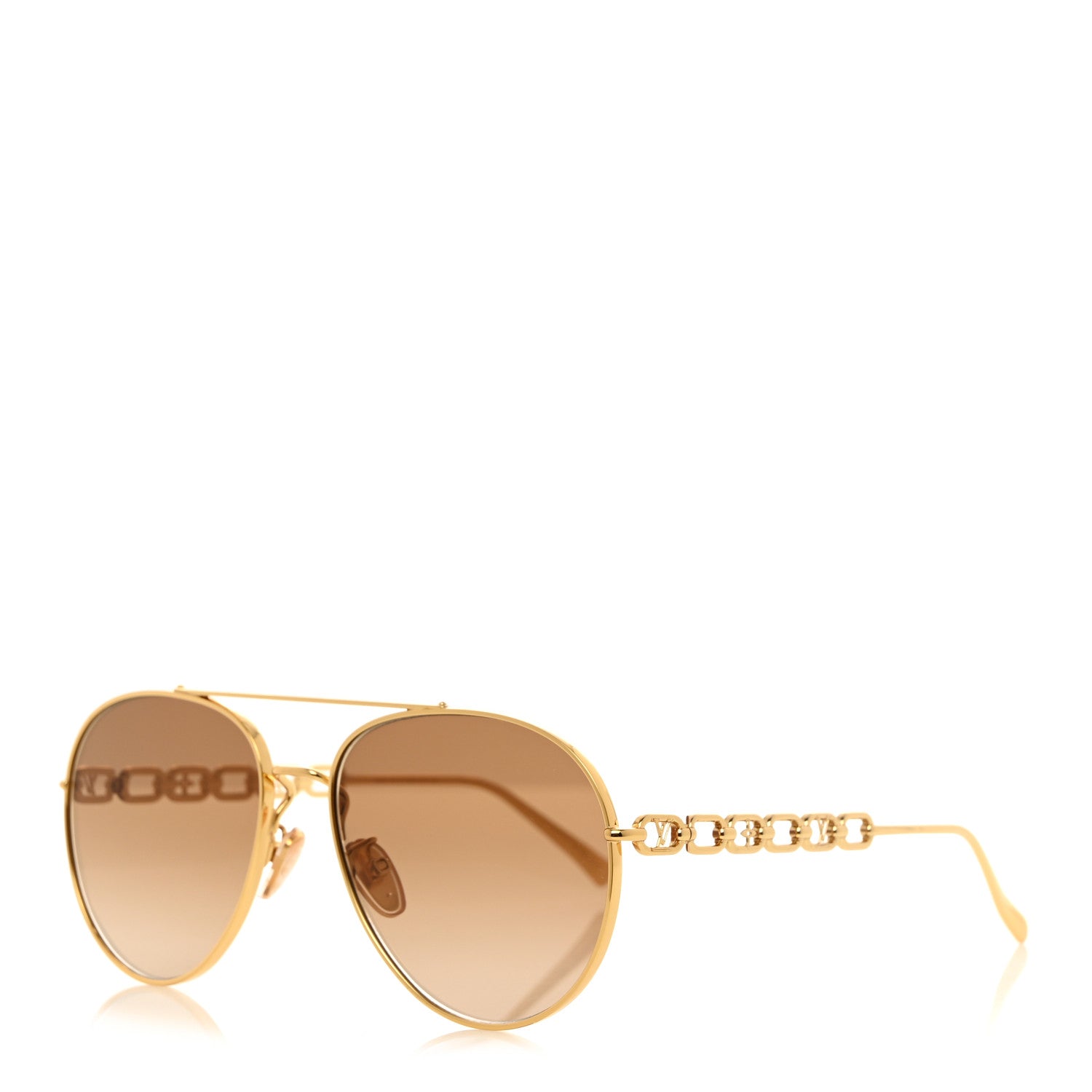 Louis Vuitton Metal My LV Chain Pilot Sunglasses Z1539E Gold 1 of 8