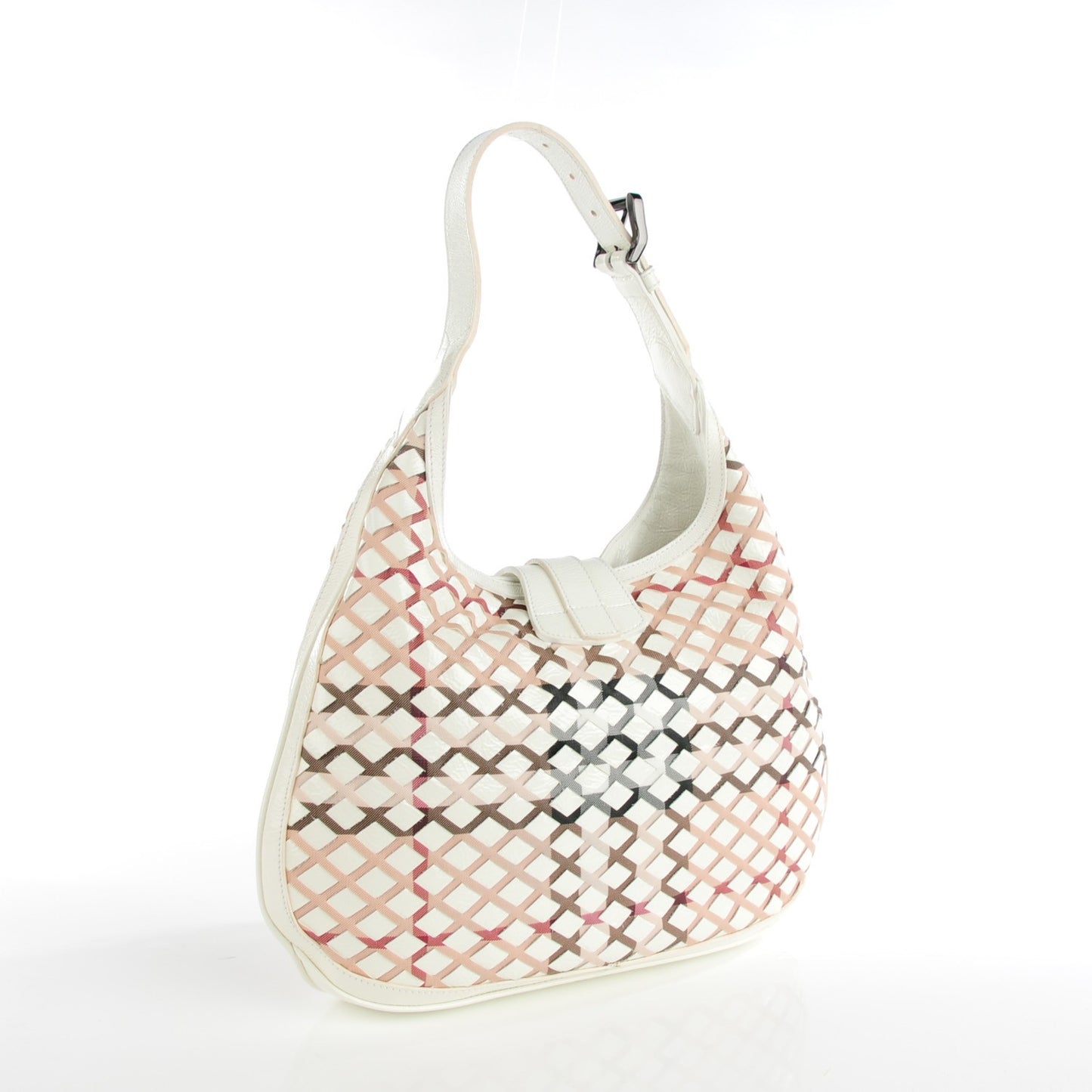 Canvas Woven Nova Check Brook Hobo White