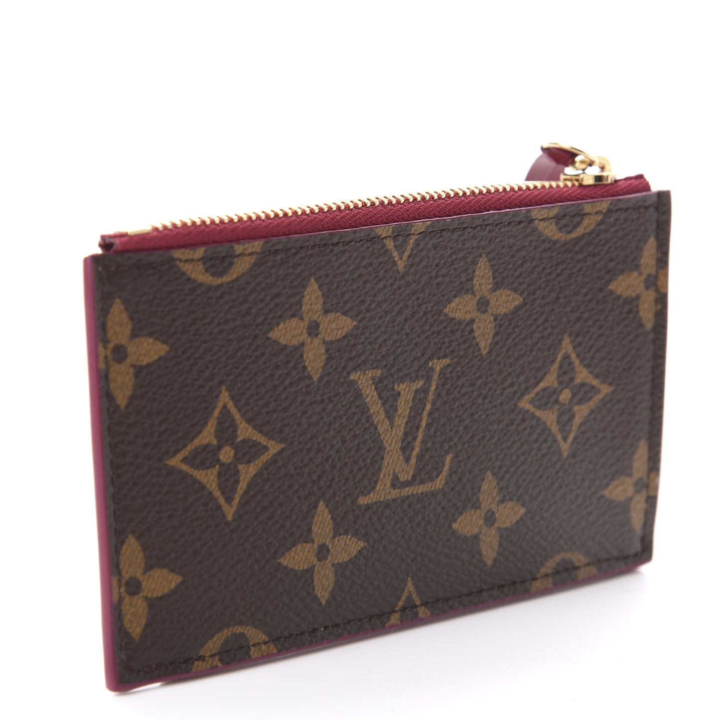 Monogram Zipped Card Holder Fuchsia