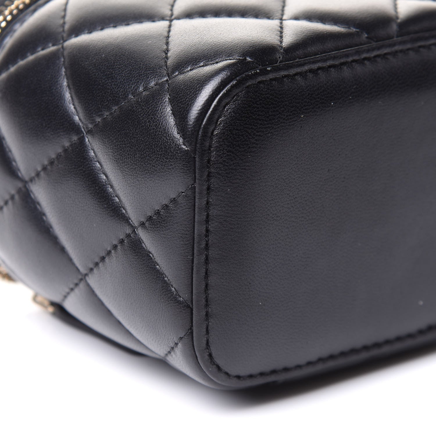 Chanel Lambskin Quilted Mini Pearl Crush Vanity Case With Chain Black 15 of 17