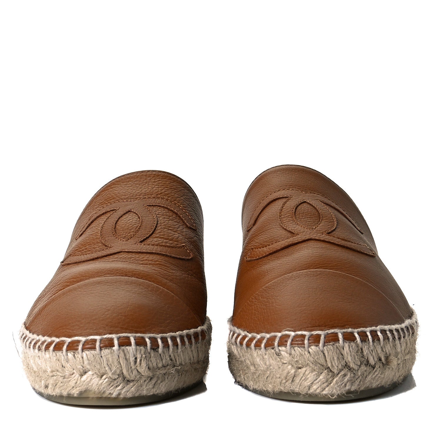 Chanel Calfskin CC Espadrille Mules 39 Light Brown 3 of 9