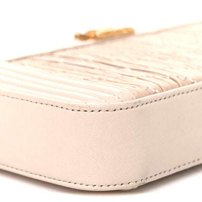 Chanel Crumpled Lambskin Chevron Quilted Pleated Small Boy Clutch With Chain Beige 10 of 11
