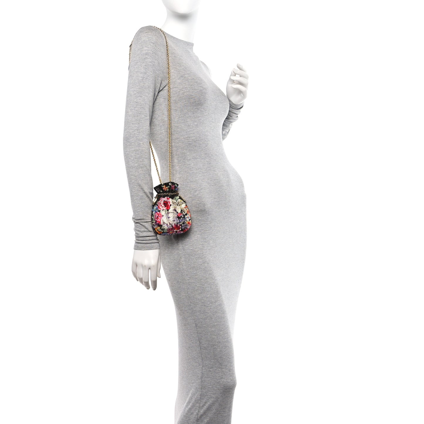 Swarovski Crystal Floral Minaudiere Clutch Gold Multicolor