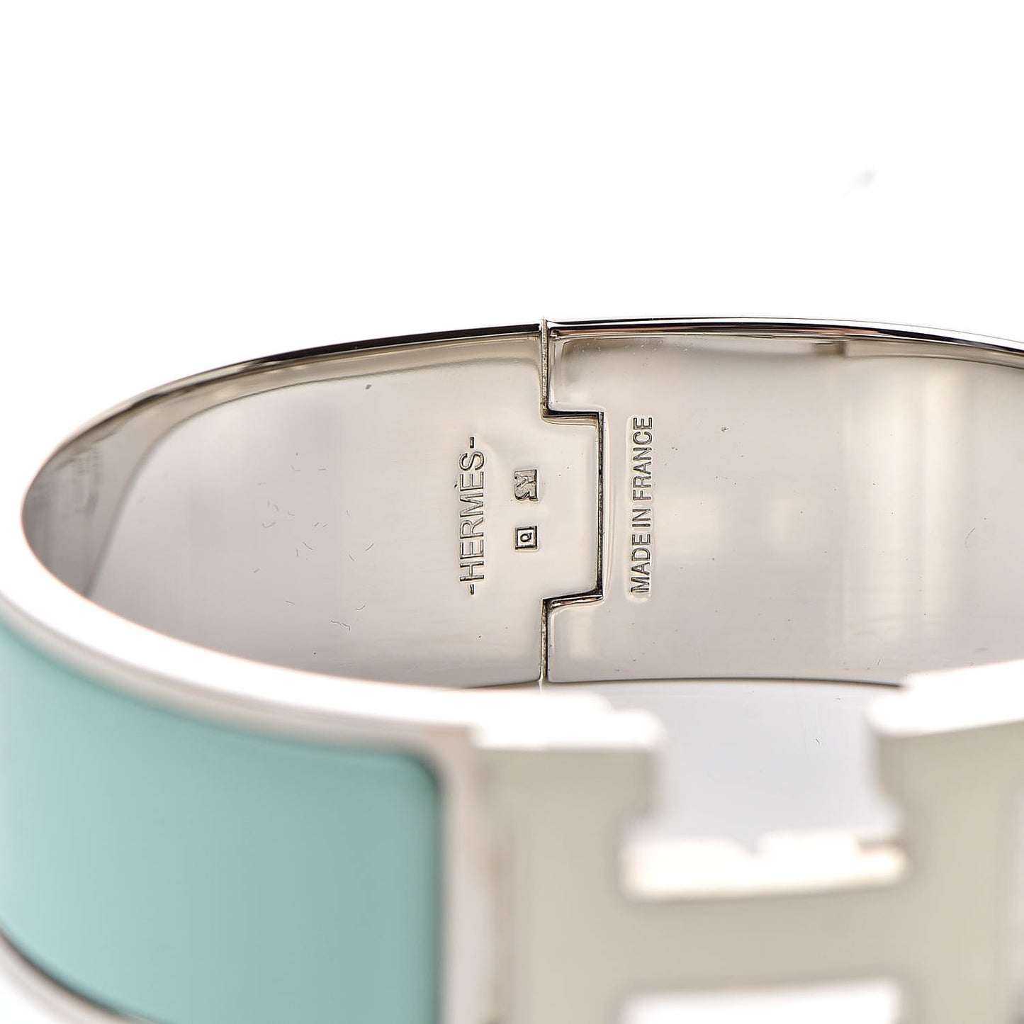 Enamel Wide Clic Clac H Bracelet GM Lagon White