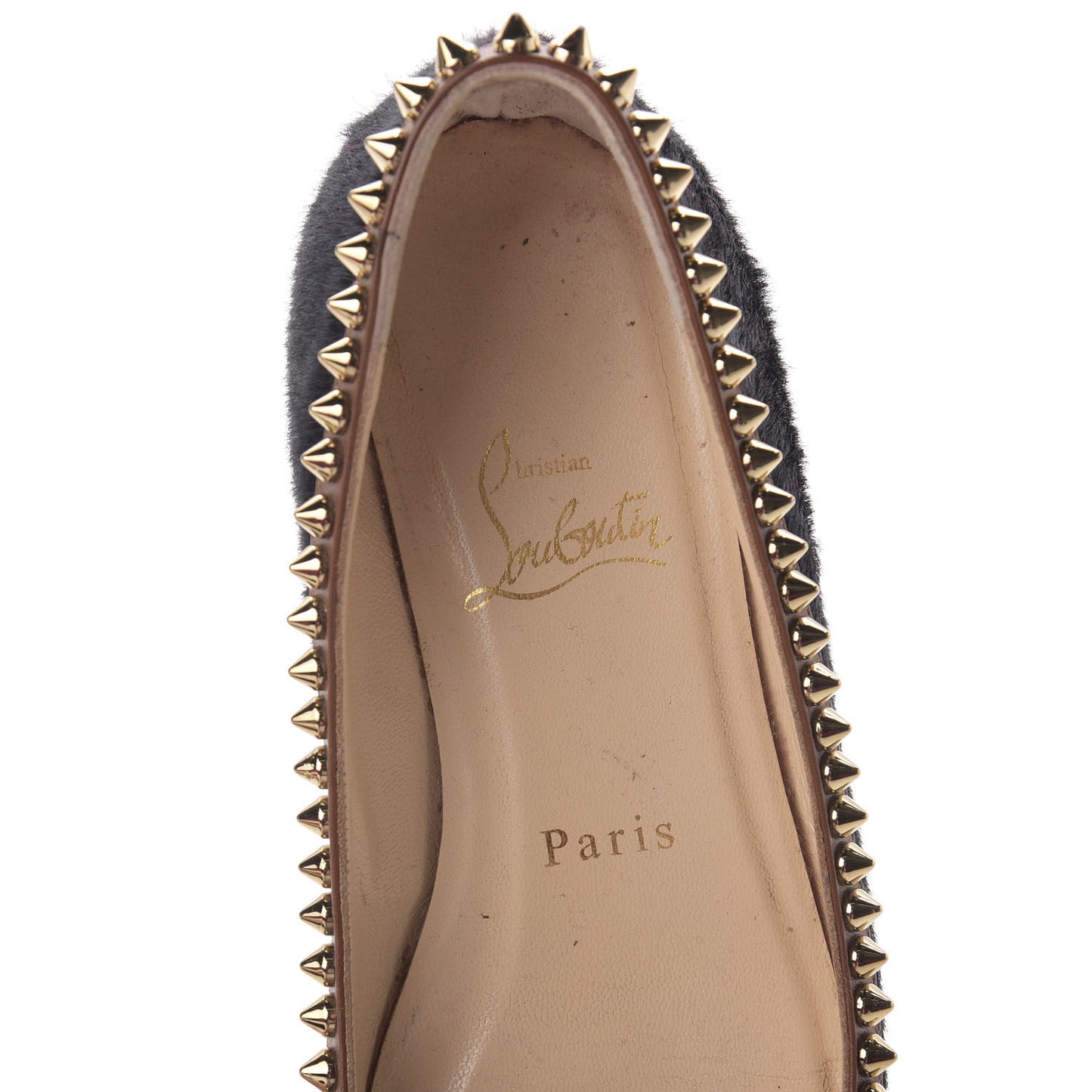 Calf Hair Patent Veau Velours Spiked Malabar Hill Flats 35.5 Black