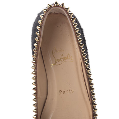 Christian Louboutin Calf Hair Patent Veau Velours Spiked Malabar Hill Flats 35.5 Black 7 of 8