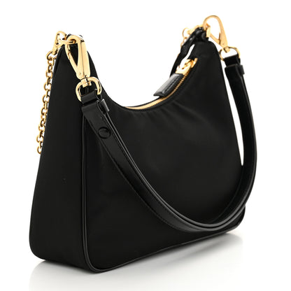 Prada Re-Nylon Spazzolato Mini Pouch Pocket Shoulder Bag Black 3 of 10
