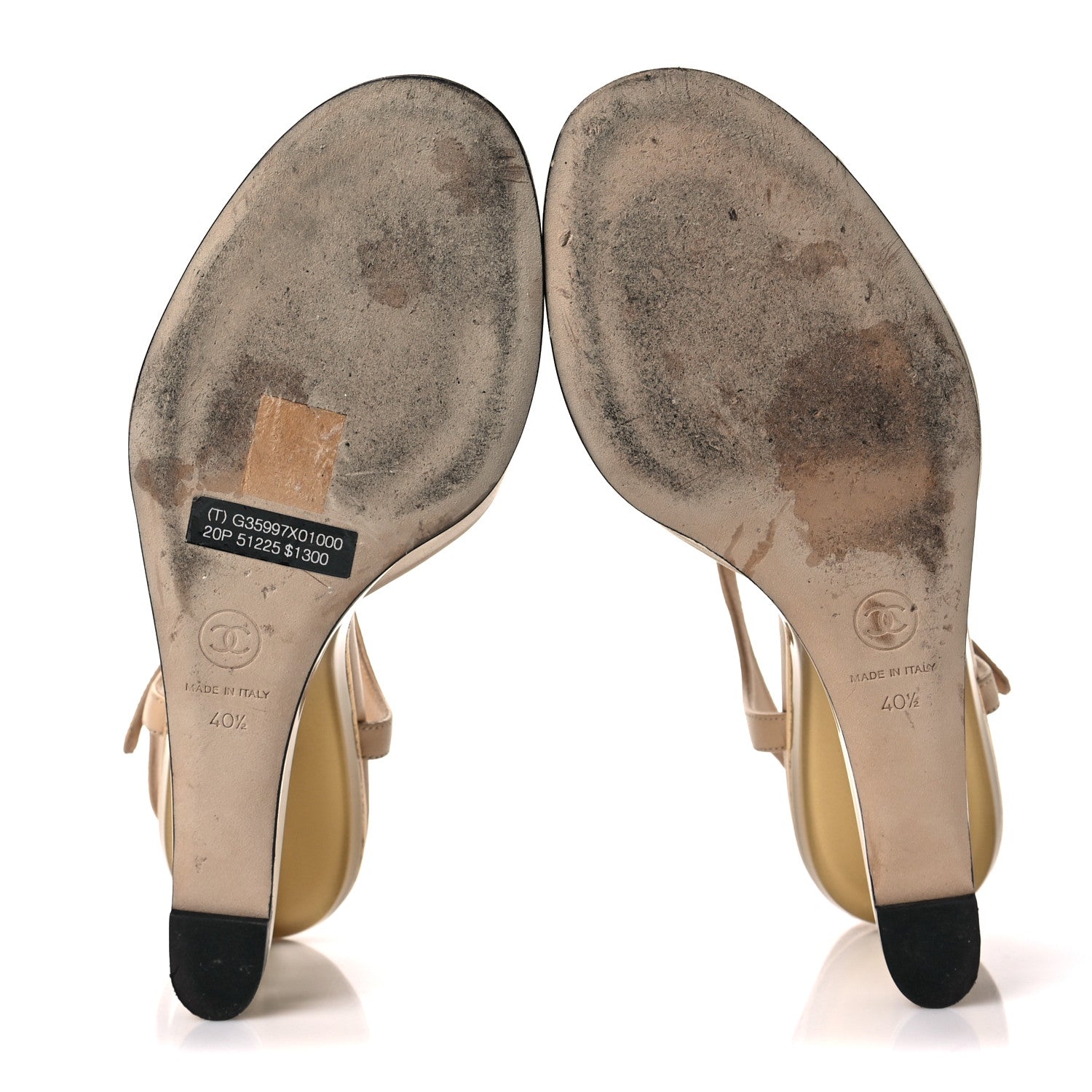 Chanel Lambskin Lucite CC Wedge Sandals 40.5 Beige 5 of 7