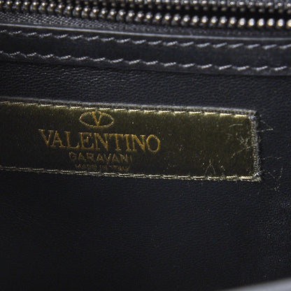 Valentino Garavani Calfskin Panther Medium Guitar Strap Rockstud Rolling Flap Saddle Bag Black 6 of 8