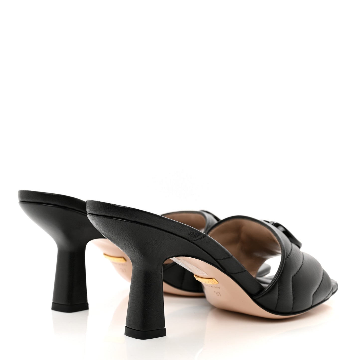 Nappa Matelasse Monochrome GG Marmont 75mm Slide Sandals 37 Black