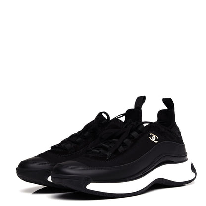 Chanel Velvet Calfskin Mixed Fibers CC Sneakers 38.5 Black 3 of 10