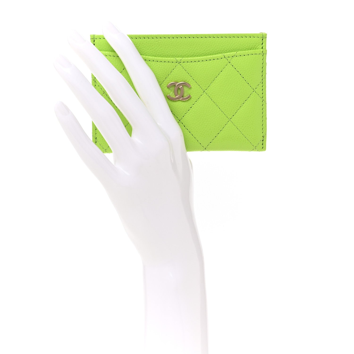 Chanel Caviar Quilted Card Holder Green 2 of 9