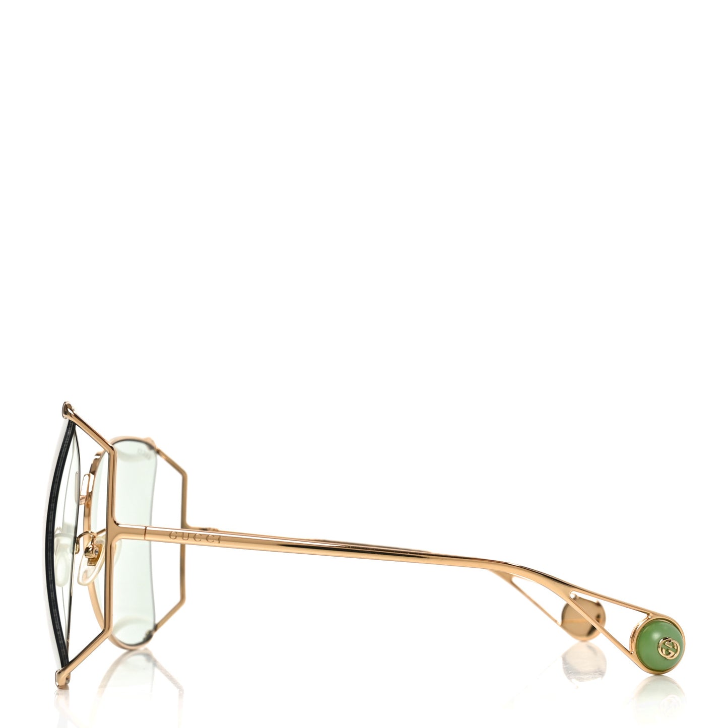 Oversized Round Sunglasses GG0252S Gold Green