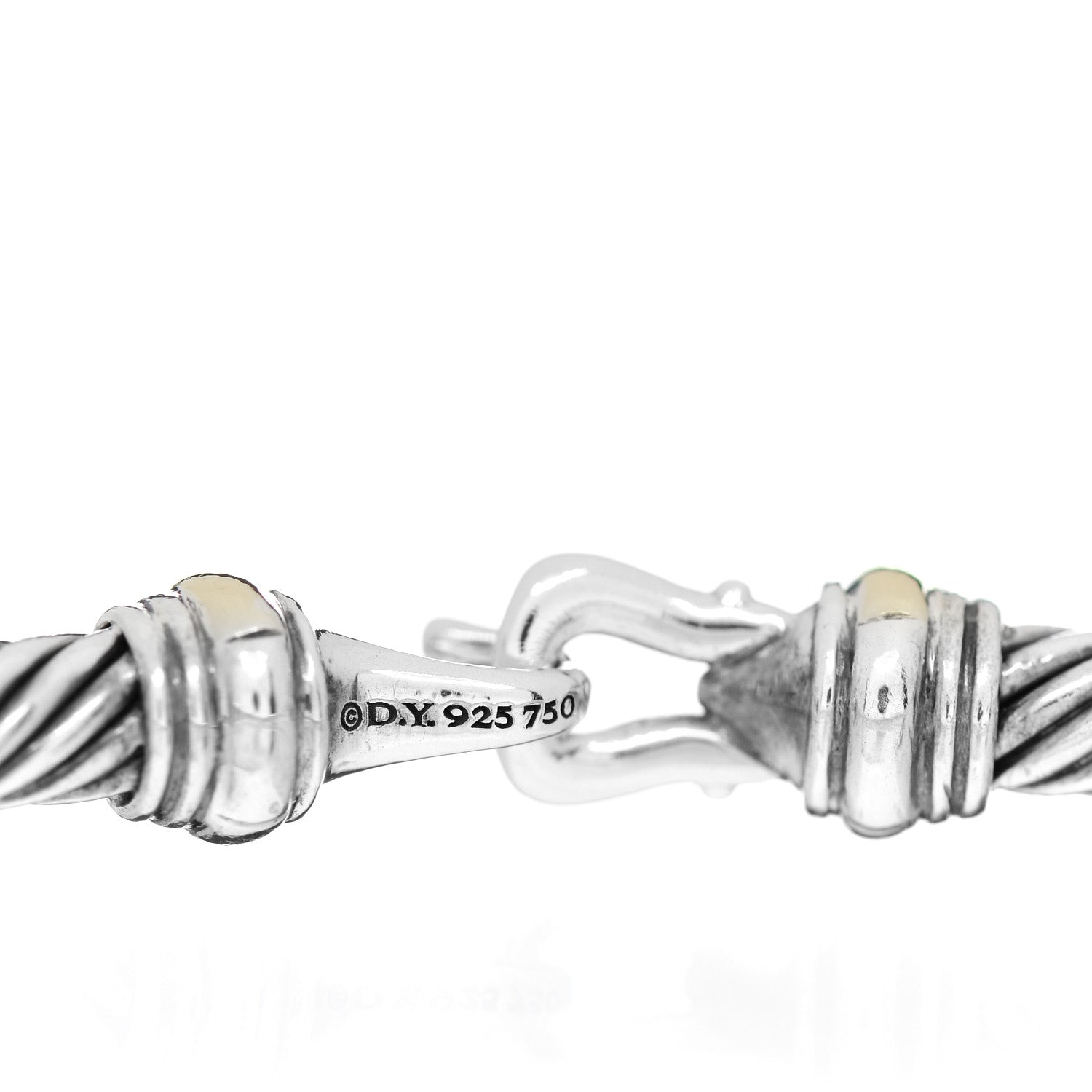 David Yurman Sterling Silver 18K Yellow Gold 4mm Cable Buckle Bracelet 3 of 3