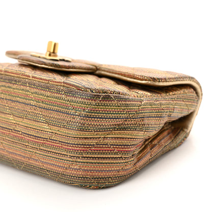 Chanel Metallic Sheepskin Thin Striped Extra Mini Flap Multicolor Gold 9 of 10