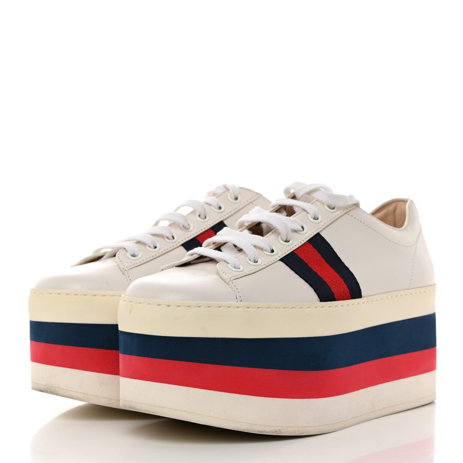 Gucci Calfskin Peggy Platform Sneakers 37 White 4 of 9