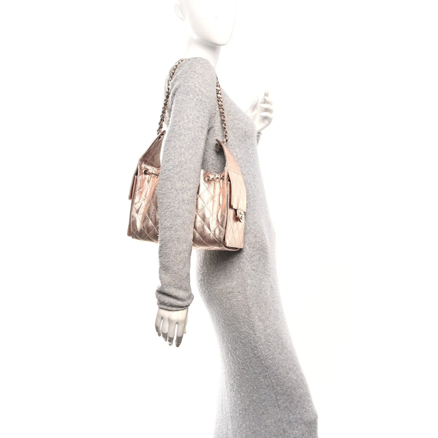 Metallic Caviar Quilted Small Chanel 25 Handbag Copper