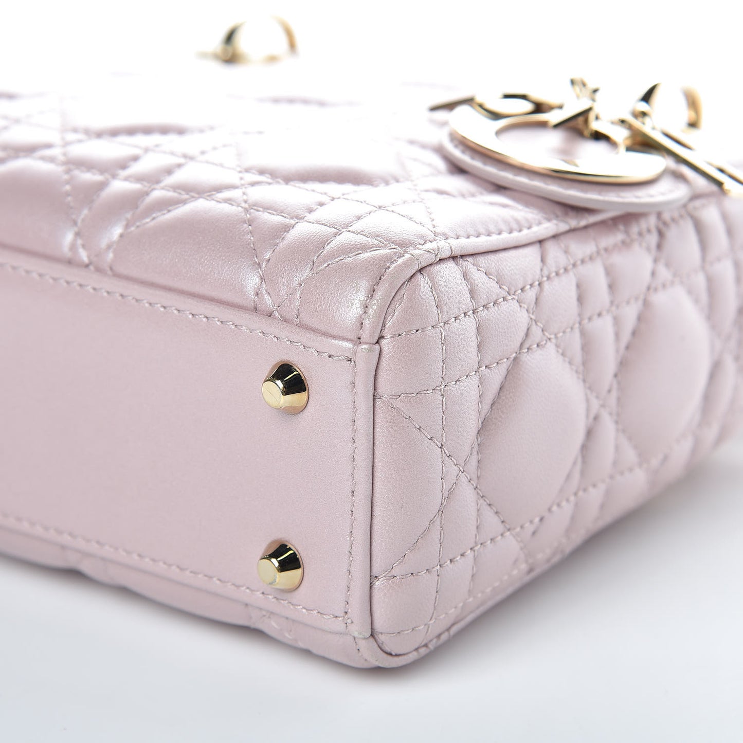 Metallic Lambskin Cannage Mini Lady Dior Lotus
